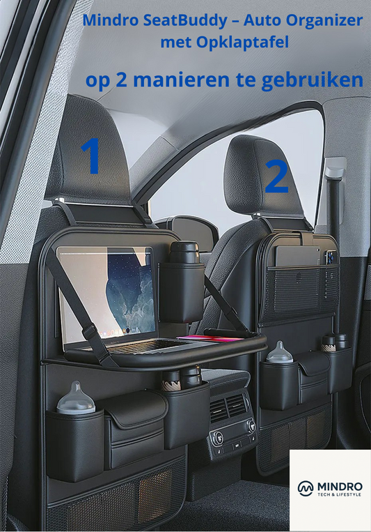 Mindro SeatBuddy – Auto Organizer met Opklaptafel